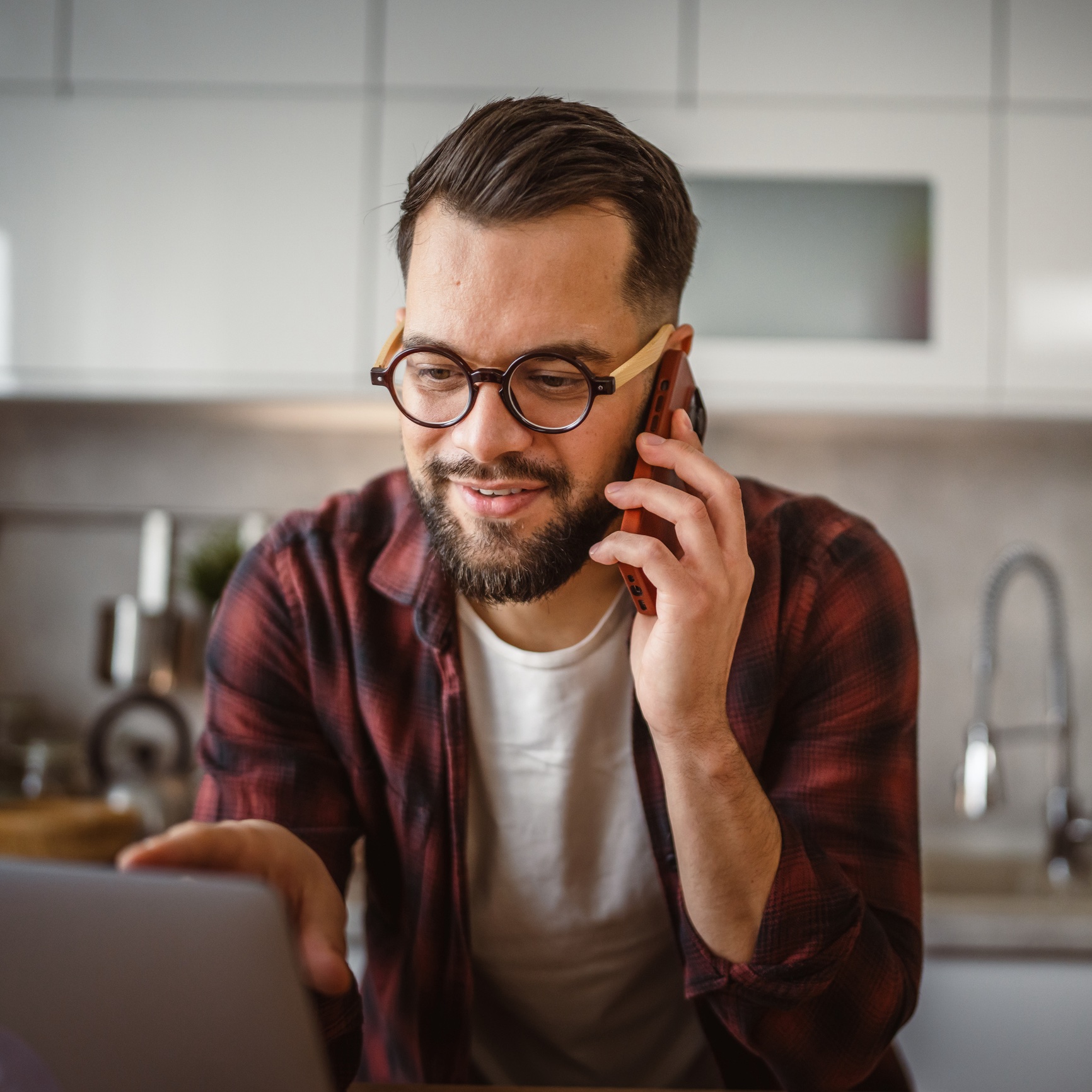 Business owner reviewing growth and call performance